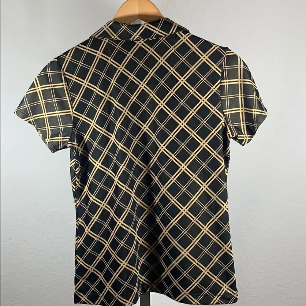 EP PRO Women’s Tour Tech Women’s Golf/Athletic Polo Shirt Brown/Gold Size Small